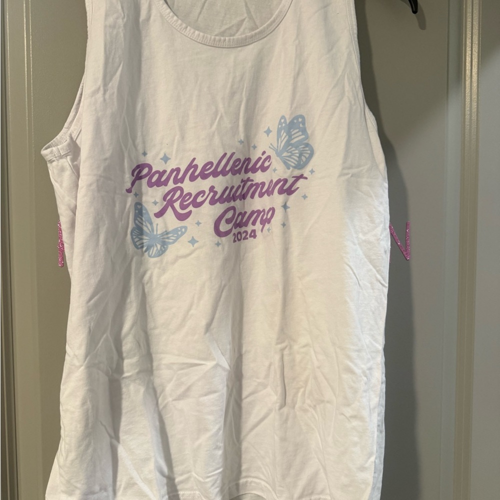 White Panhellenic Recruitment Camp Tank Top